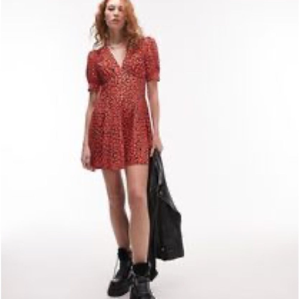 Topshop Red Floral Mini Dress 4